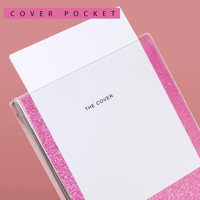 Nature Touch 3 Ring Binder, Glitter 1 Inch Organizer (10.5'' x 11.5'') Holds 8.5’’ x 11’’ Letter Size 300 Pages, Waterproof Durable View Binder, 2 Pack, Pink - Image 5